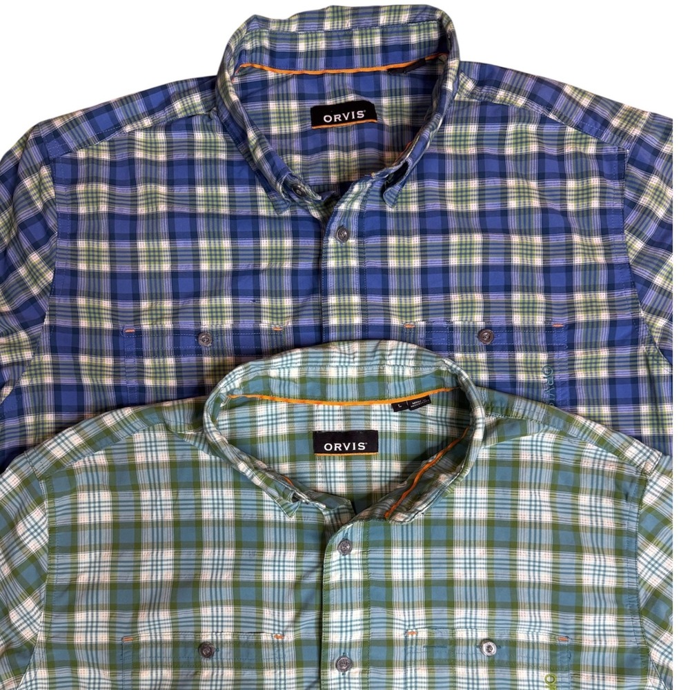 Orvis Performance Button Down Shirt Bundle Men's Large Fishing Nylon Plaid